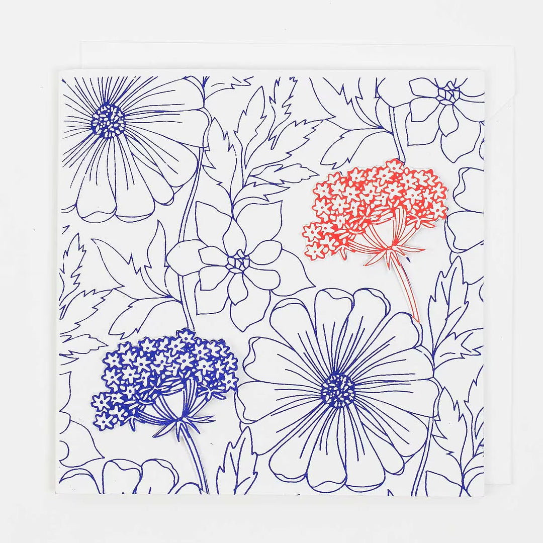 A world of craft Grußkarte misc. Grußkarte Floral blau und rot bei Nauli and Stories