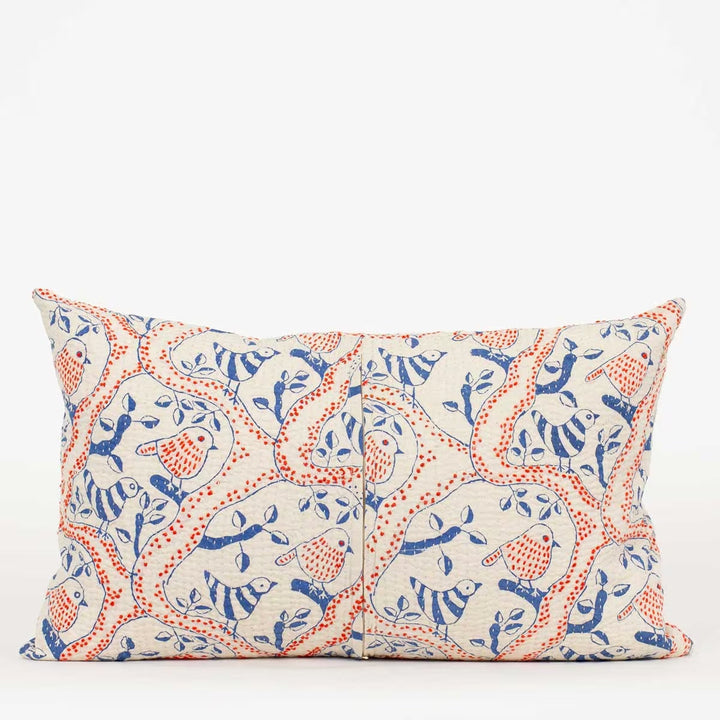 A world of craft Sofakissen Quilt Sofakissen - Vögel blau rot 30 x 50 cm bei Nauli and Stories