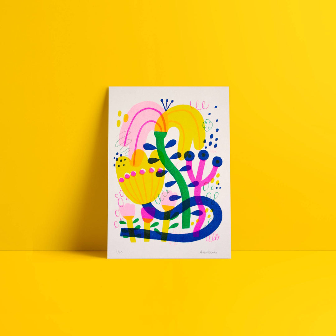Ana Seixas Kunstdruck Risographie Druck A5 | Blumenstrauß bei Nauli and Stories