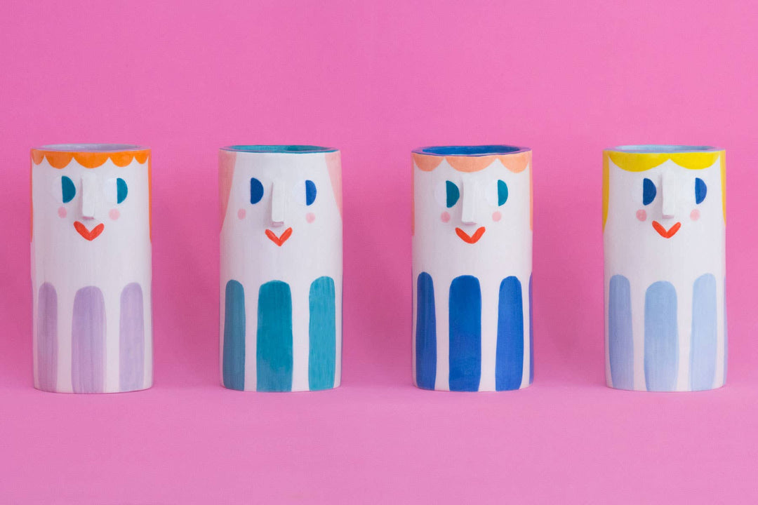Ana Seixas Vase Vase | Ordnungshelfer Mädchen mit lila Streifen bei Nauli and Stories