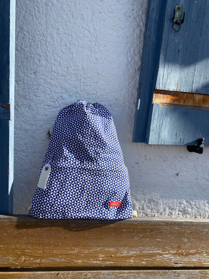 Bakker Kinderrucksack Turnbeutel blau weiß bei Nauli and Stories