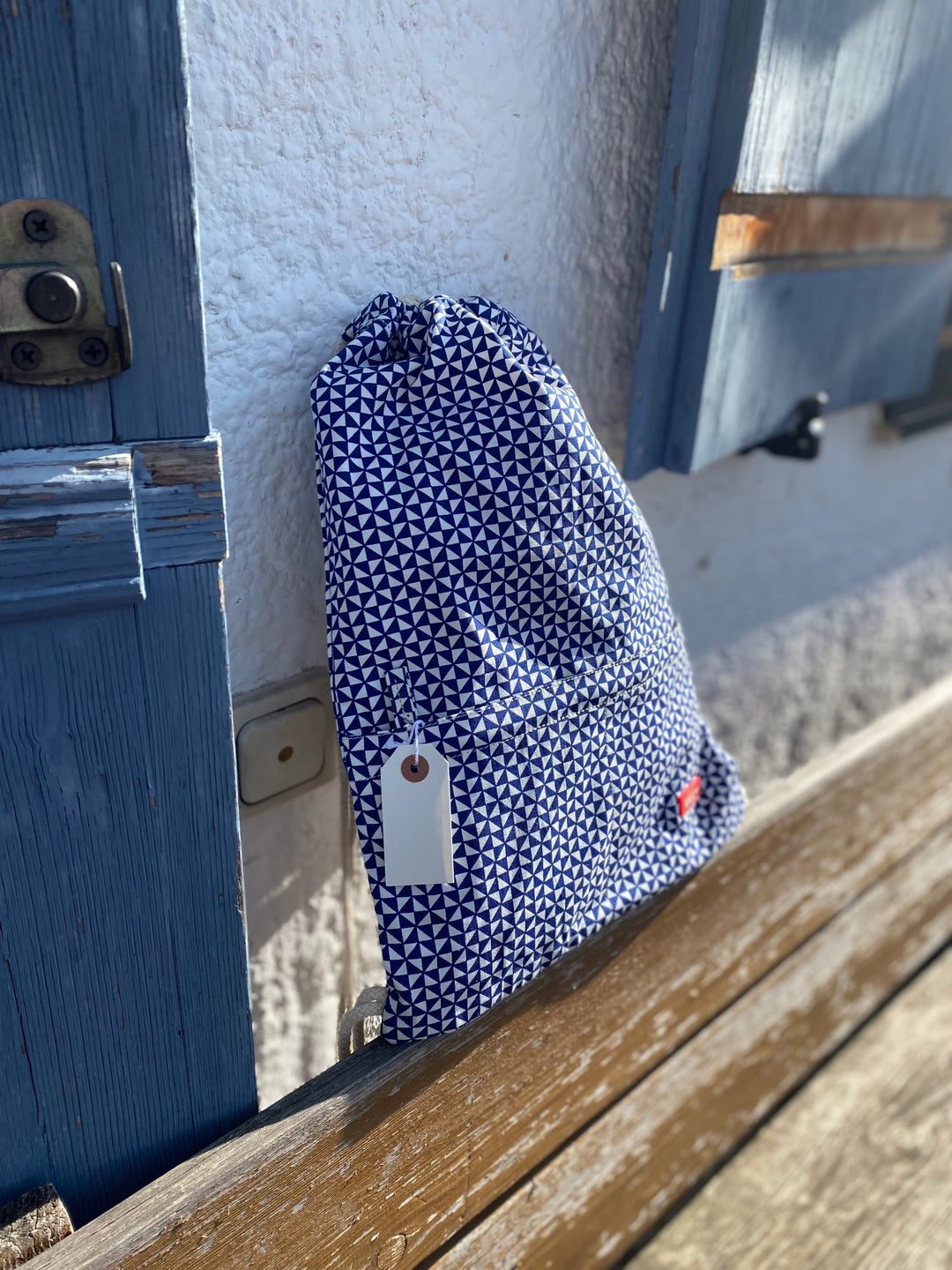 Bakker Kinderrucksack Turnbeutel blau weiß bei Nauli and Stories