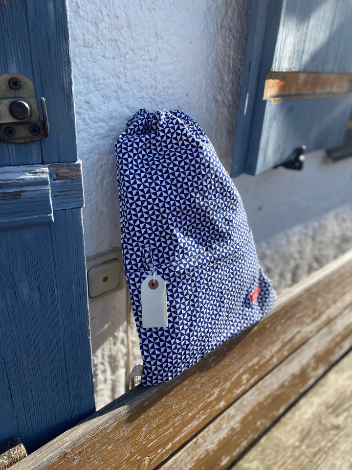 Bakker Kinderrucksack Turnbeutel blau weiß bei Nauli and Stories
