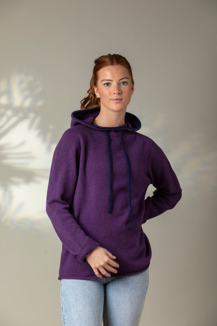 Eribé Pullover Corry Hoody Sweater Aubergine bei Nauli and Stories