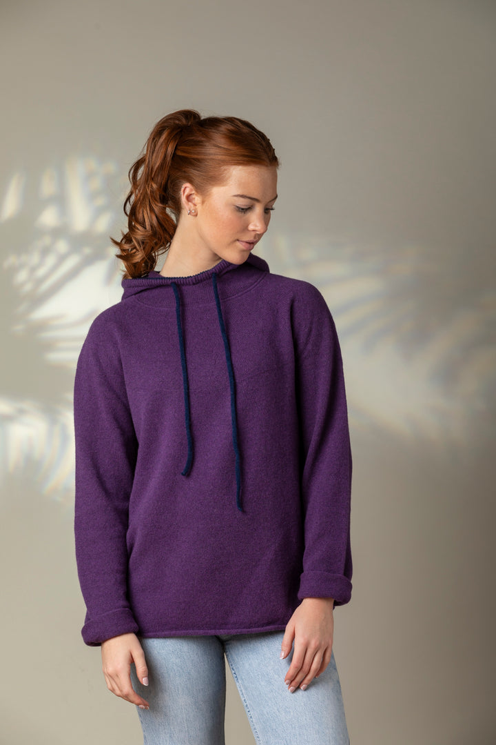 Eribé Pullover Corry Hoody Sweater Aubergine bei Nauli and Stories