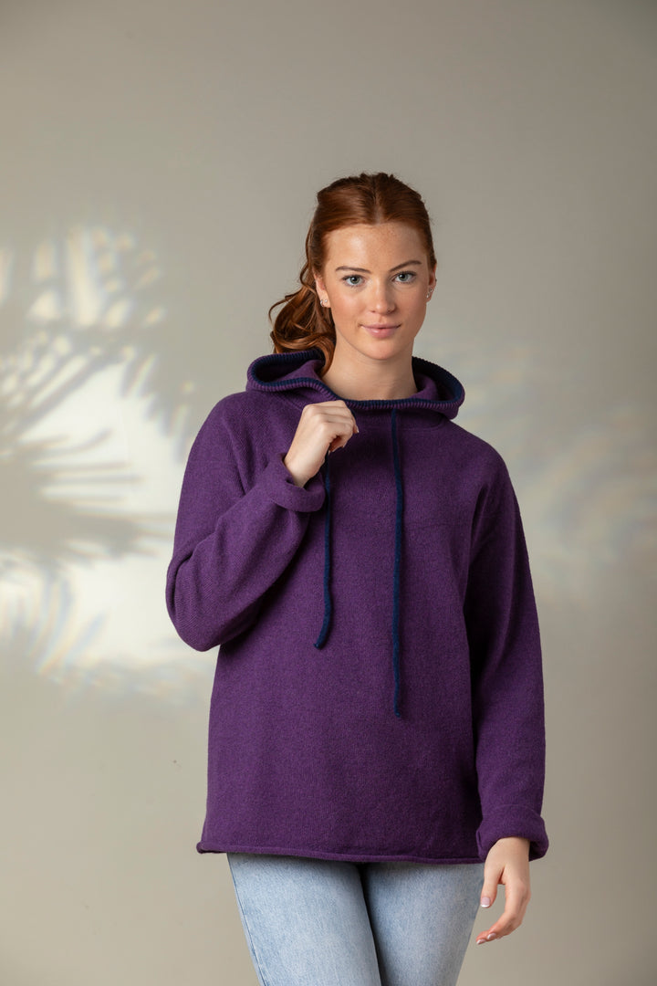 Eribé Pullover Corry Hoody Sweater Aubergine bei Nauli and Stories