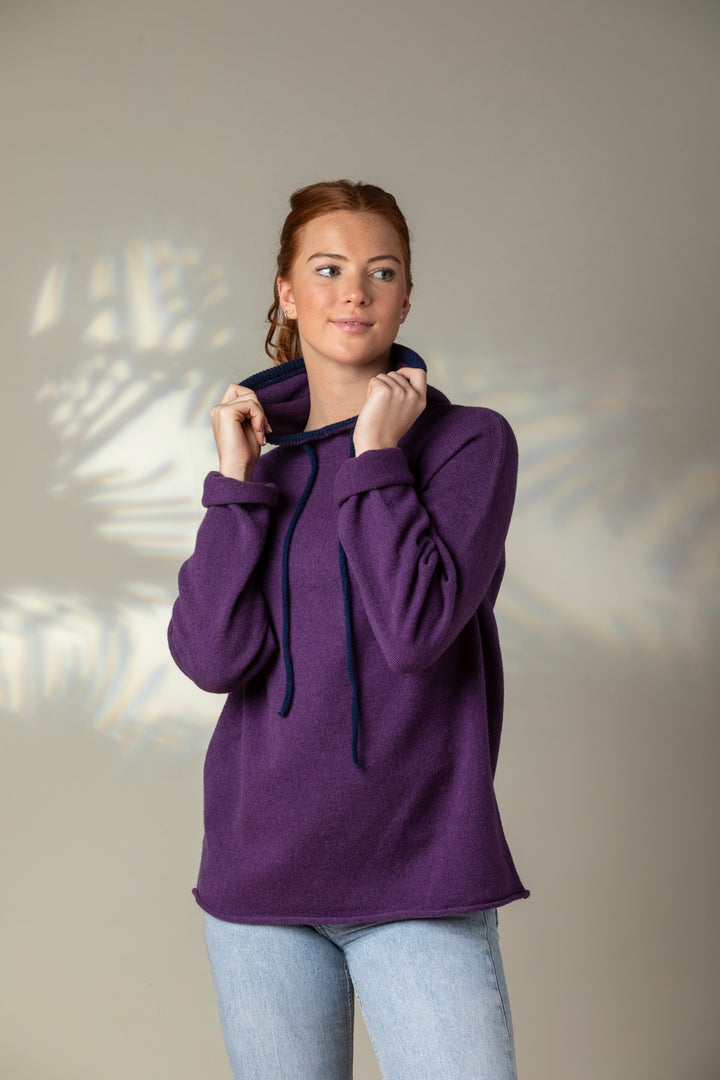 Eribé Pullover Corry Hoody Sweater Aubergine bei Nauli and Stories
