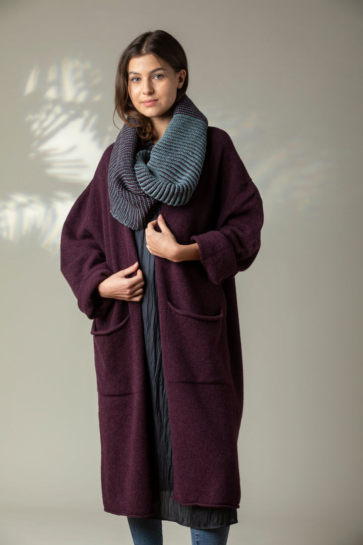 Eribé Strickmantel Strickmantel  Corry Long Cardigan Blackgrape bei Nauli and Stories