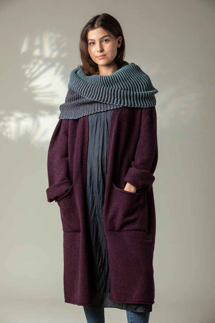 Eribé Strickmantel Strickmantel  Corry Long Cardigan Blackgrape bei Nauli and Stories