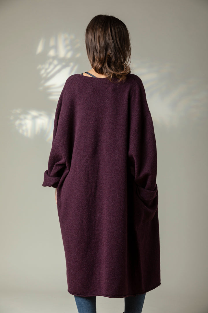 Eribé Strickmantel Strickmantel  Corry Long Cardigan Blackgrape bei Nauli and Stories