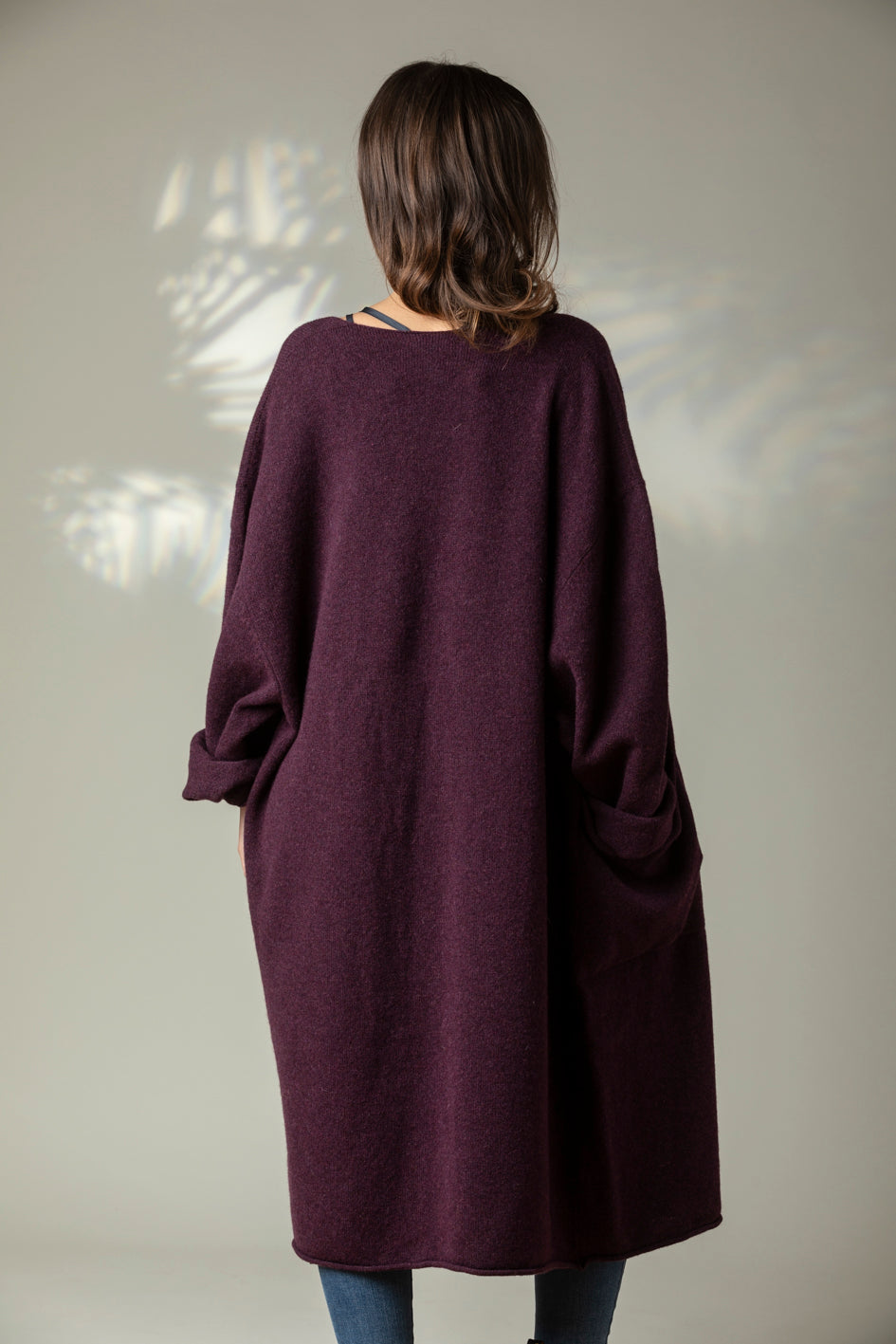 Eribé Strickmantel Strickmantel  Corry Long Cardigan Blackgrape bei Nauli and Stories