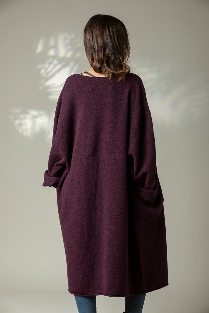 Eribé Strickmantel Strickmantel  Corry Long Cardigan Blackgrape bei Nauli and Stories