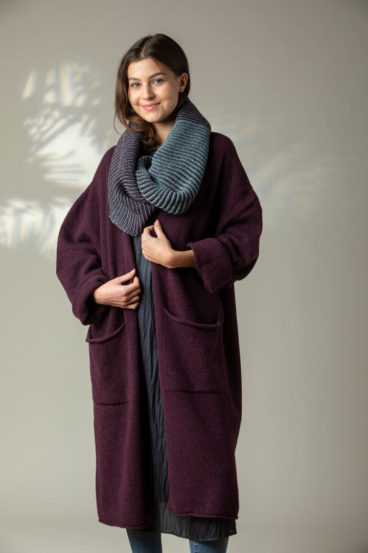 Eribé Strickmantel Strickmantel  Corry Long Cardigan Blackgrape bei Nauli and Stories