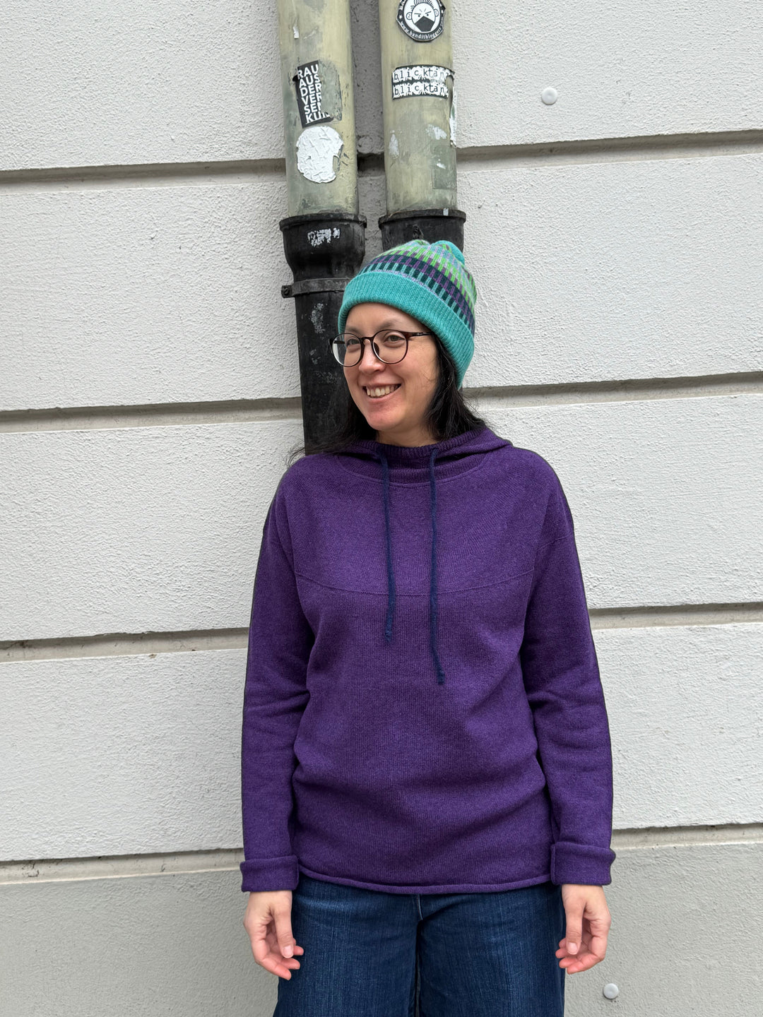 Eribé Pullover Corry Hoody Sweater Aubergine bei Nauli and Stories