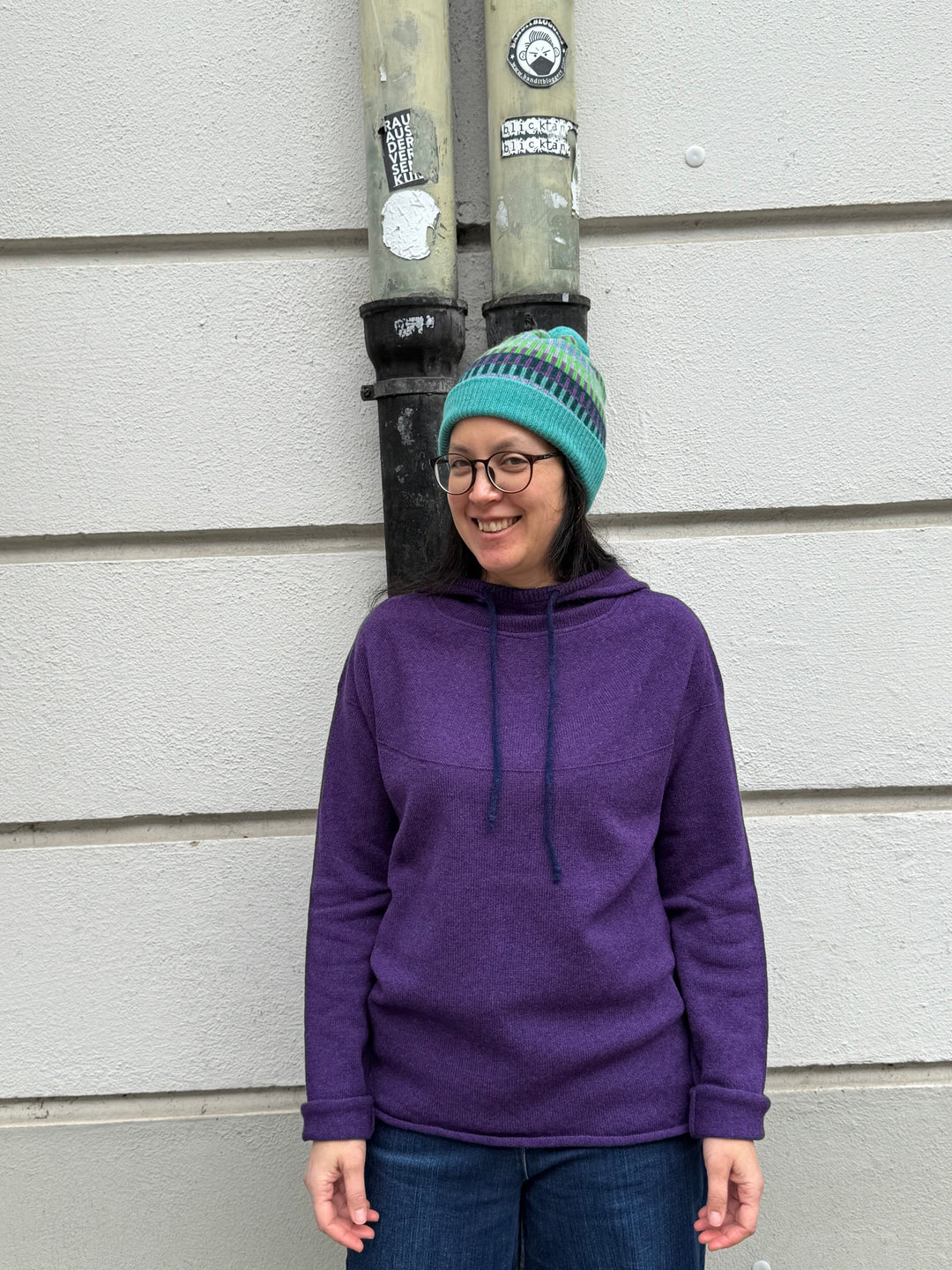 Eribé Pullover Corry Hoody Sweater Aubergine bei Nauli and Stories
