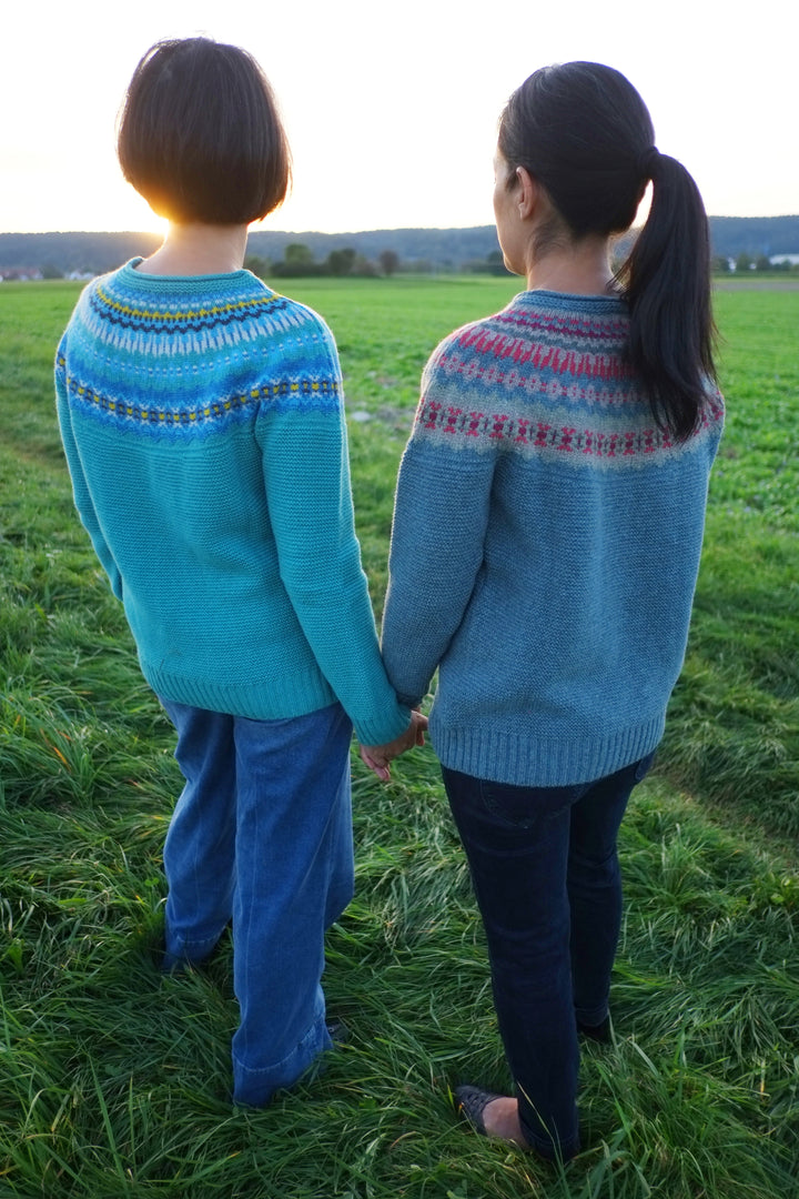 Éribe Pullover Damenpullover aus reiner Wolle - Stonybrek Lagoon