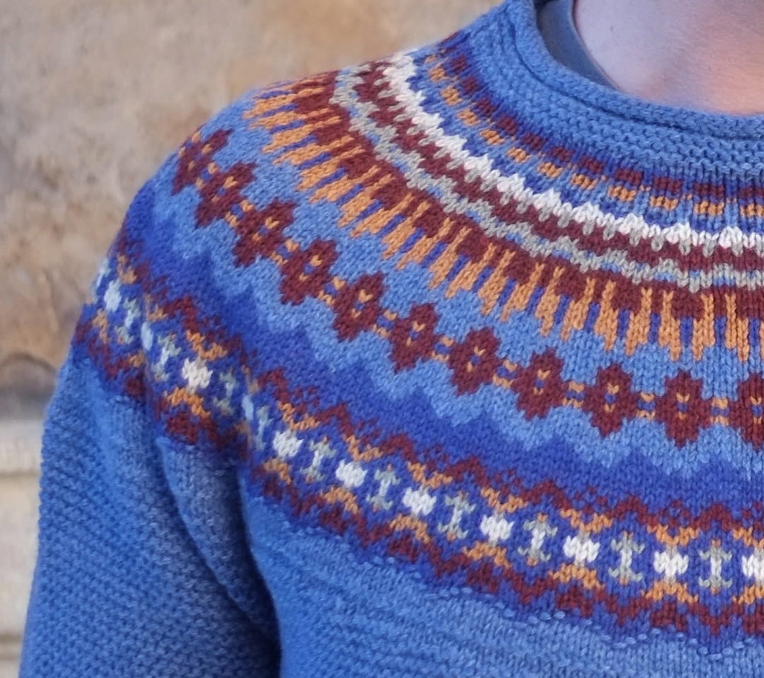 Éribe Pullover Herrenpullover aus reiner Wolle -  blau Stonybrek Sweater Spike