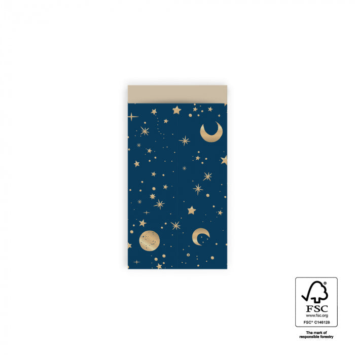 Geschenkverpackung Geschenktüten Geschenktüten Flachbeutel - Sternenhimmel nachtblau gold bei Nauli and Stories
