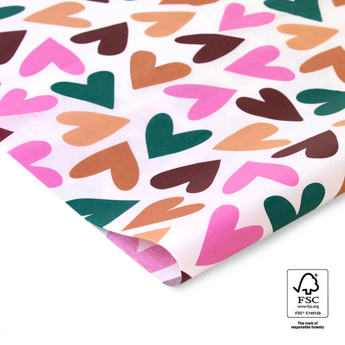 Geschenkverpackung Seidenpapier 5 Bögen Seidenpapier große Herzen pink bei Nauli and Stories
