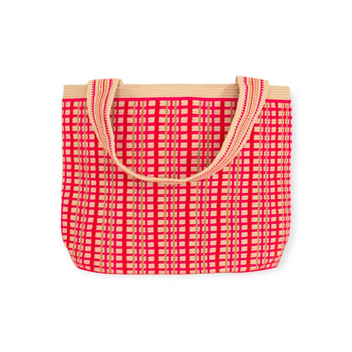 Guajii Einkaufstasche Check oval tote | Ruby red bei Nauli and Stories