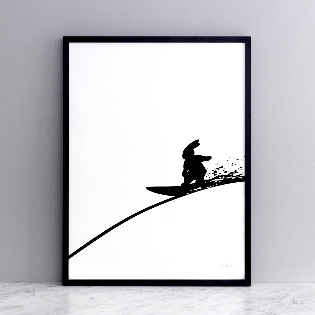 HAM by Jo Ham Poster & Bildende Kunst Kunstdruck Surfender Hase, 30x40cm