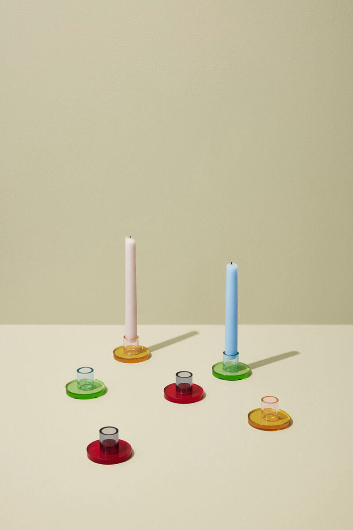 Hübsch Kerzenständer Kerzenständer aus Glas rosa orange bei Nauli and Stories