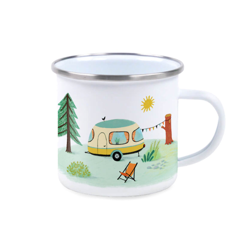 Illu-ster Emailletassen Emailletasse  - Happy camper bei Nauli and Stories