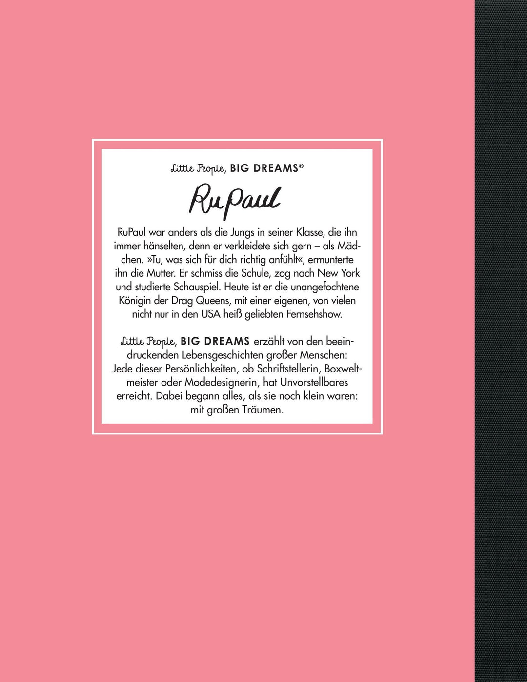 Insel Verlag Bilderbuch Little People, Big Dreams auf Deutsch: RuPaul bei Nauli and Stories