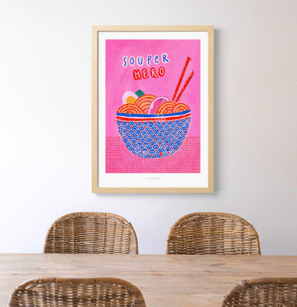 Just Cool Design Kunstdruck Soup-er Hero | Kunstdruck DIN A5 bei Nauli and Stories