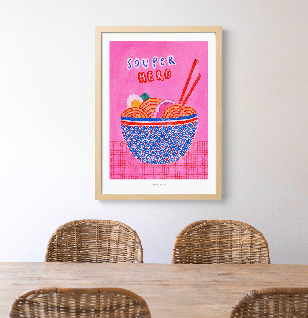 Just Cool Design Kunstdruck Soup-er Hero | Kunstdruck DIN A5 bei Nauli and Stories