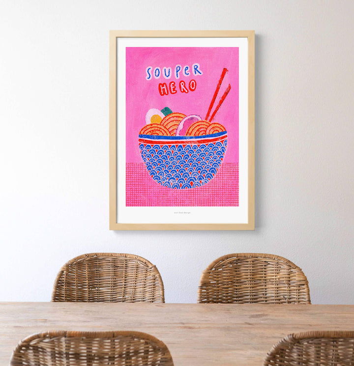 Just Cool Design Kunstdruck Soup-er Hero | Kunstdruck DIN A5 bei Nauli and Stories
