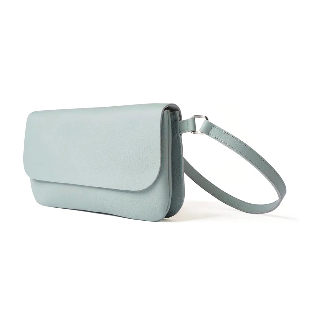 Keecie Handtasche Handtasche - Crossbodybag - aus Leder - Double Up - hellblau mint bei Nauli and Stories