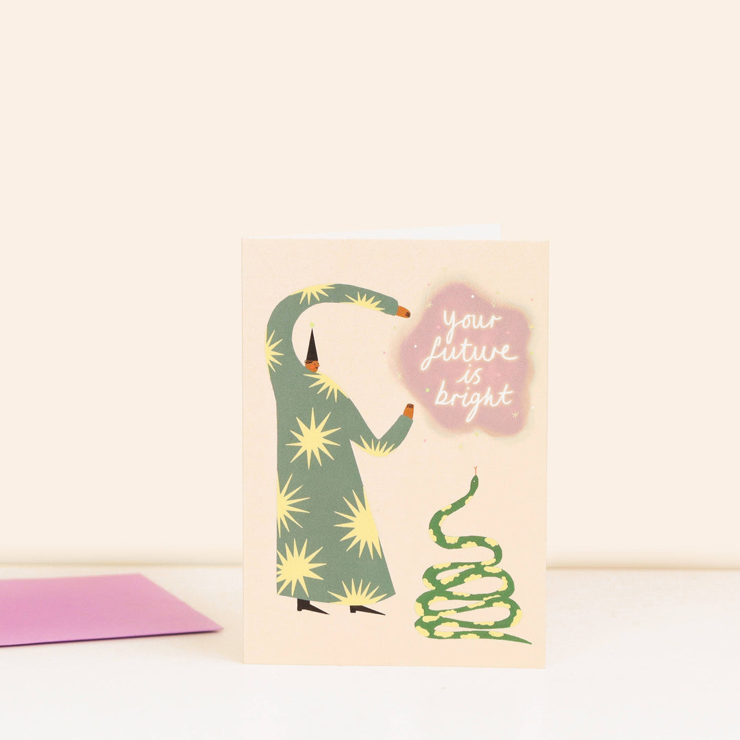 Little Black Cat Illustrated Goods Glückwunschkarte Your Future Is Bright Greeting Card | Abschluß | neuer Job bei Nauli and Stories