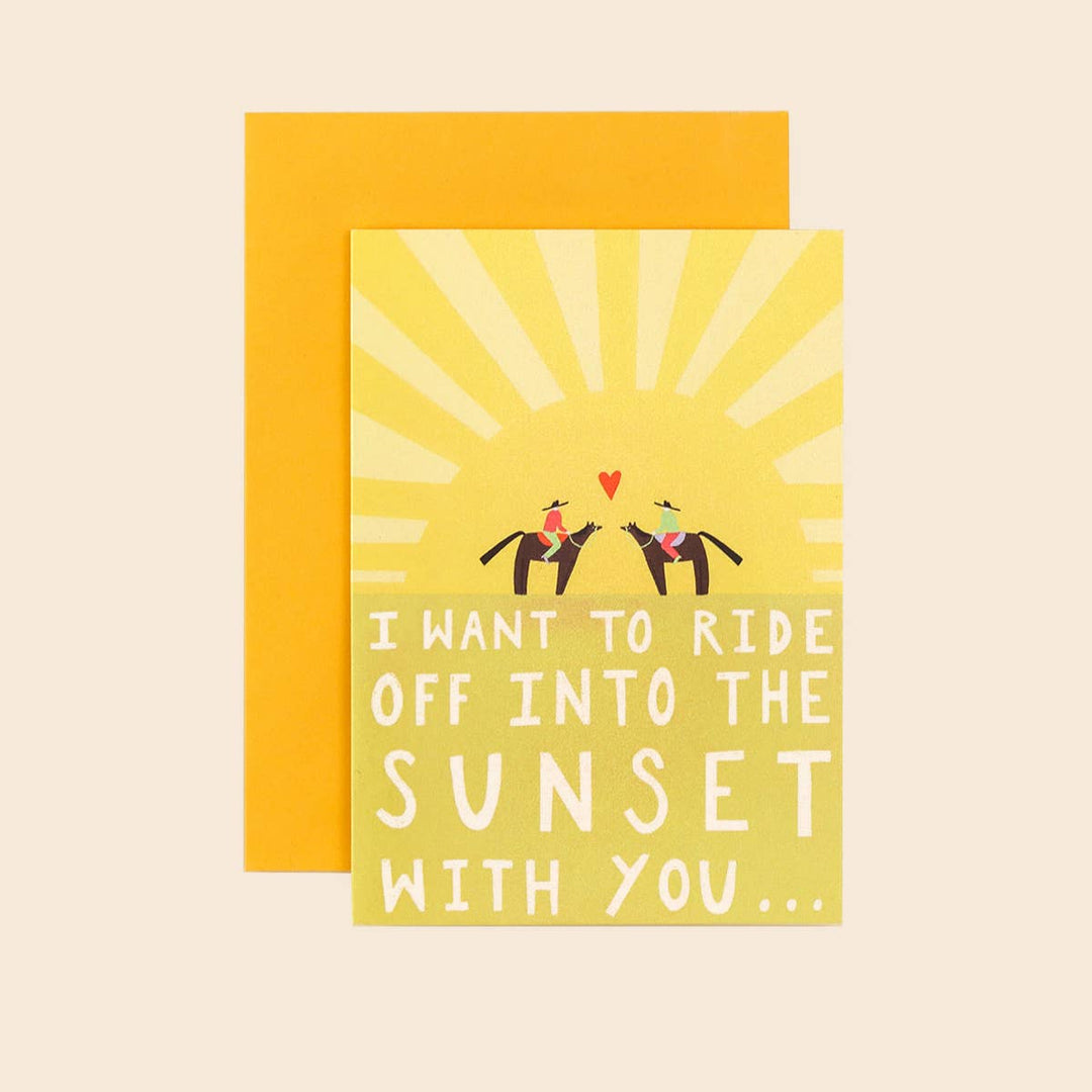 Little Black Cat Illustrated Goods Liebe I Want To Ride Into The Sunset With You Love Card | Cowboy bei Nauli and Stories
