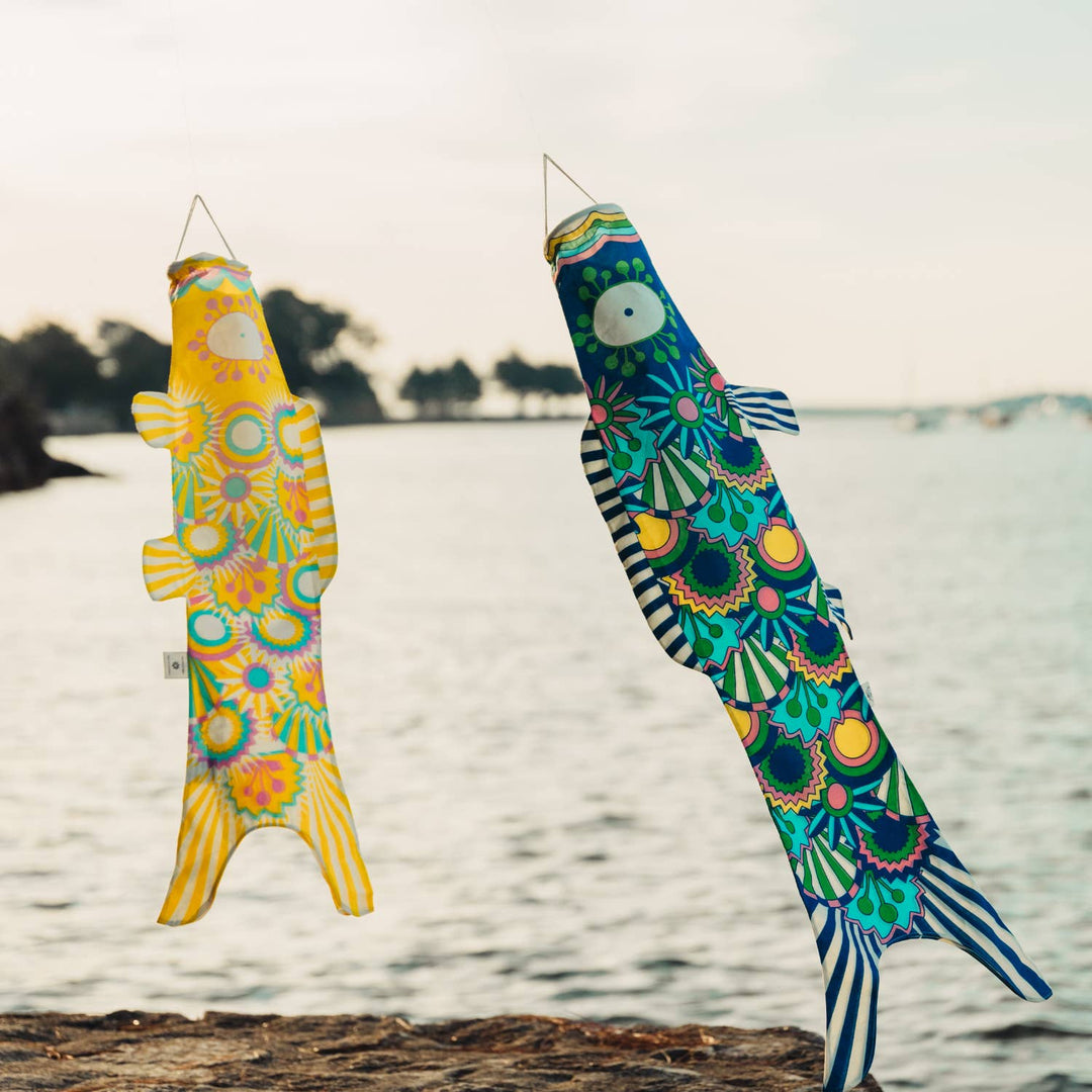 MADAME MO Tropical Navy Koinobori  - koi shaped outdoor decor bei Nauli and Stories