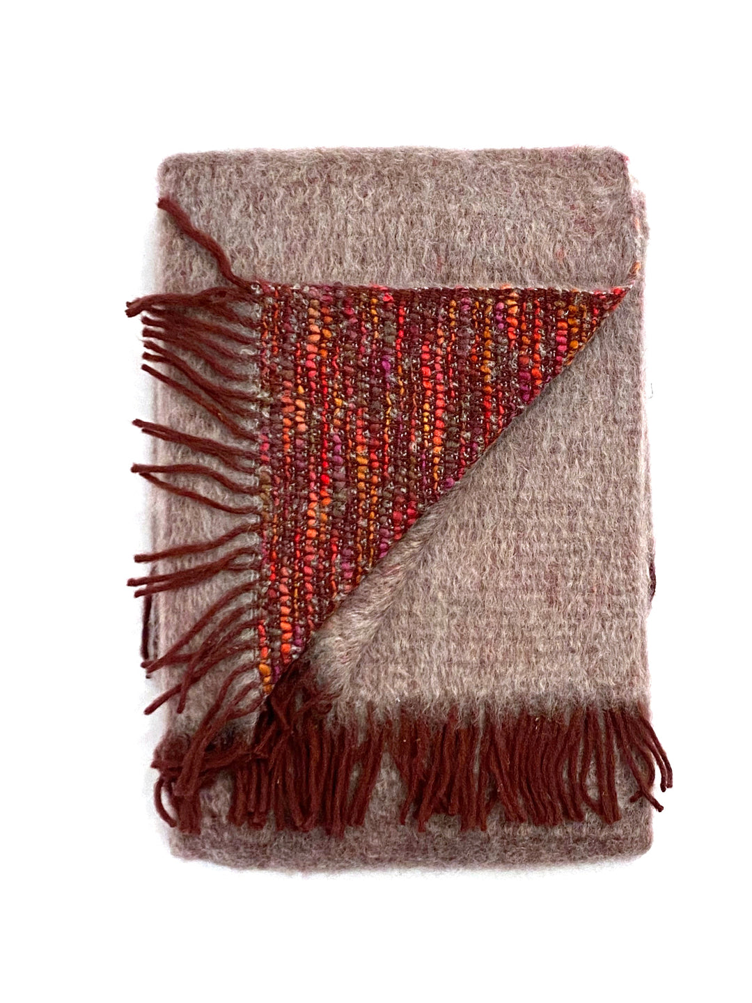 Mantas Ezcaray Sofadecke Mohair Decke - 130 x 200cm - Grau, Rot, Pink, orange bei Nauli and Stories