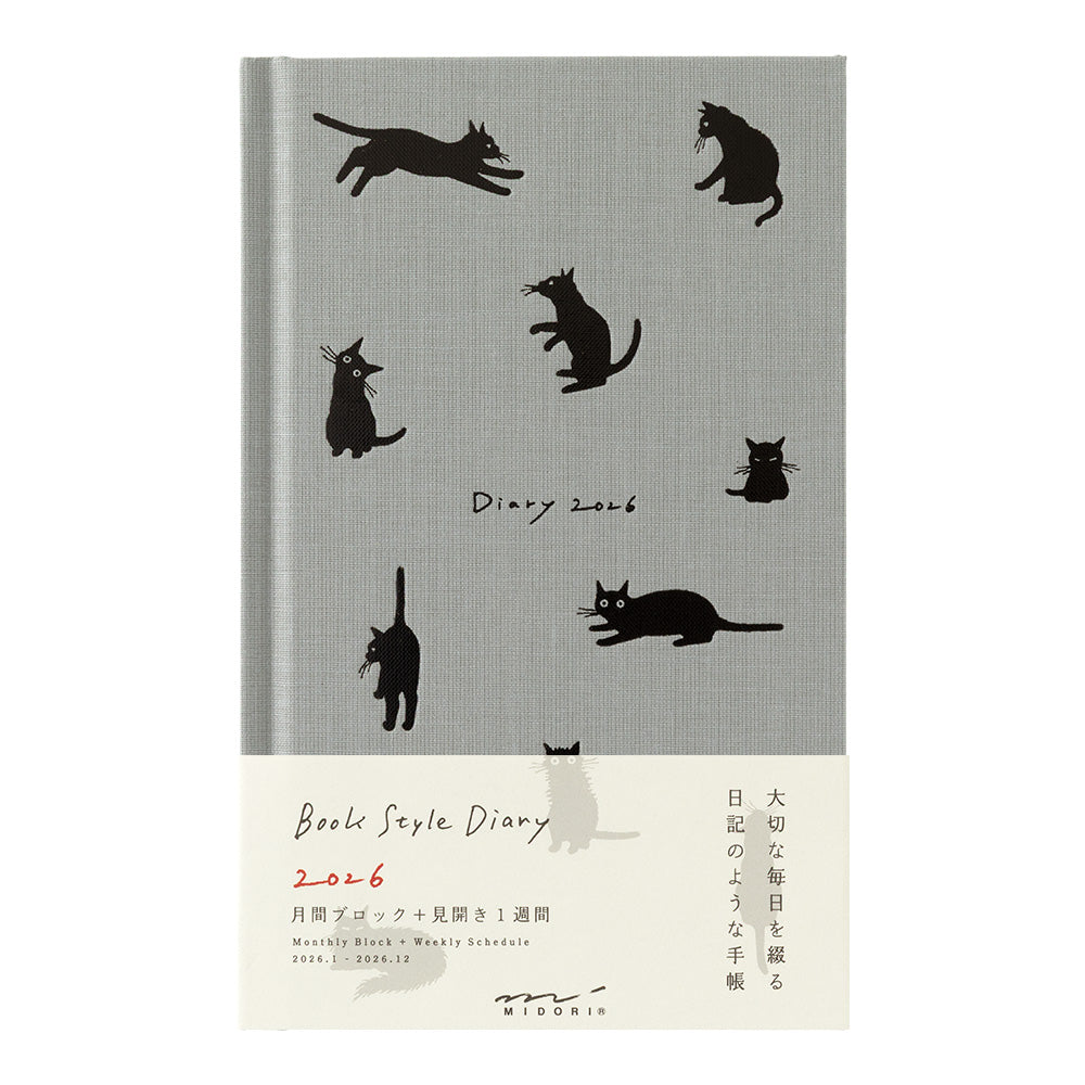 Midori 2026  book-style diary B6 Cat grey bei Nauli and Stories