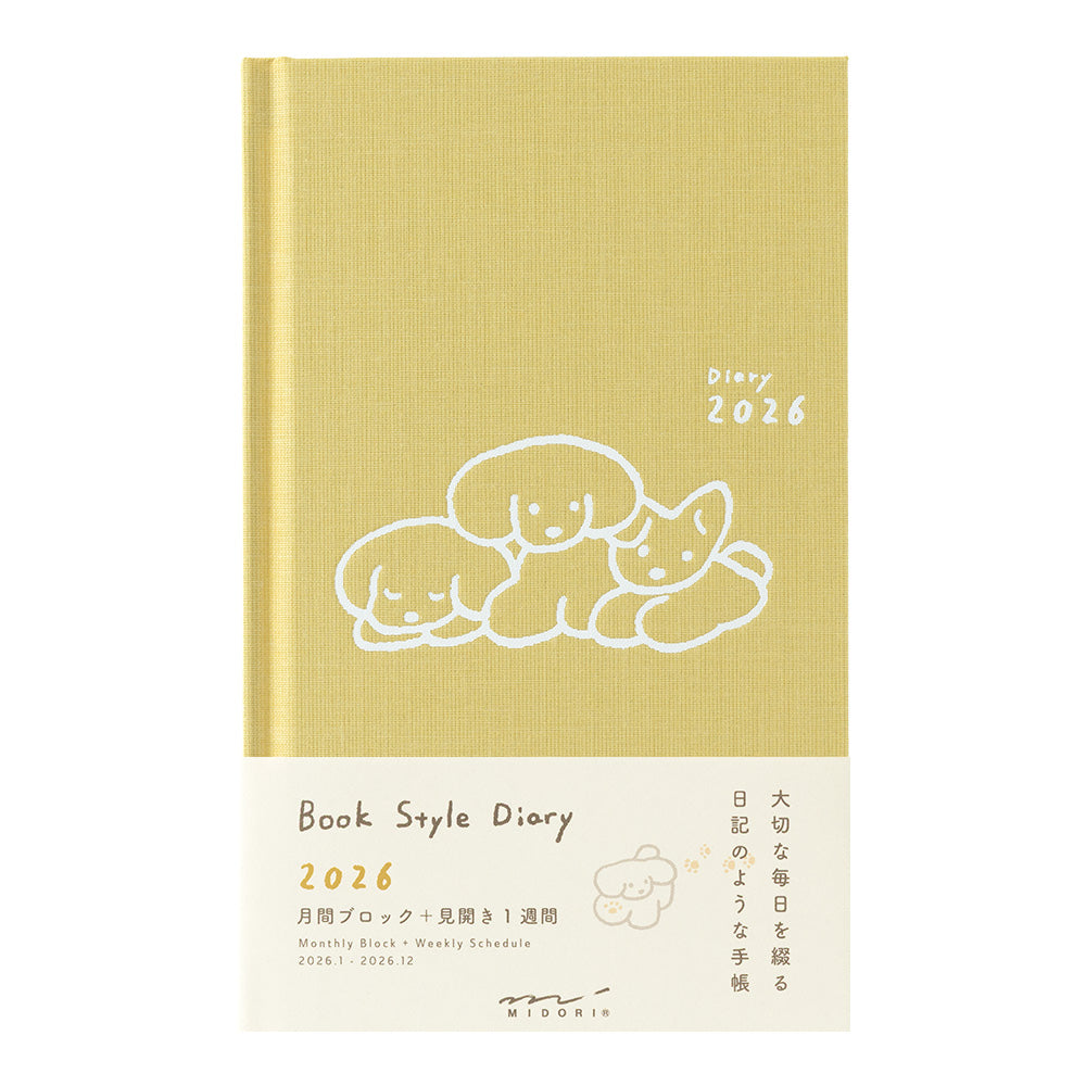 Midori 2026  book-style diary B6 Dog yellow bei Nauli and Stories
