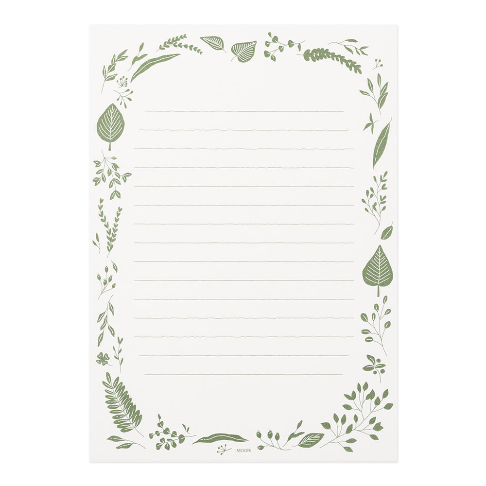 Midori Briefpapier Briefpapier Foil Stamped Envelopes - Blätter grün bei Nauli and Stories