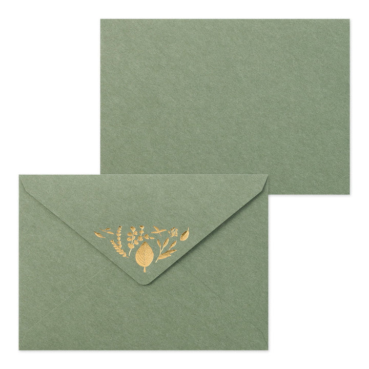 Midori Briefpapier Briefpapier Foil Stamped Envelopes - Blätter grün bei Nauli and Stories