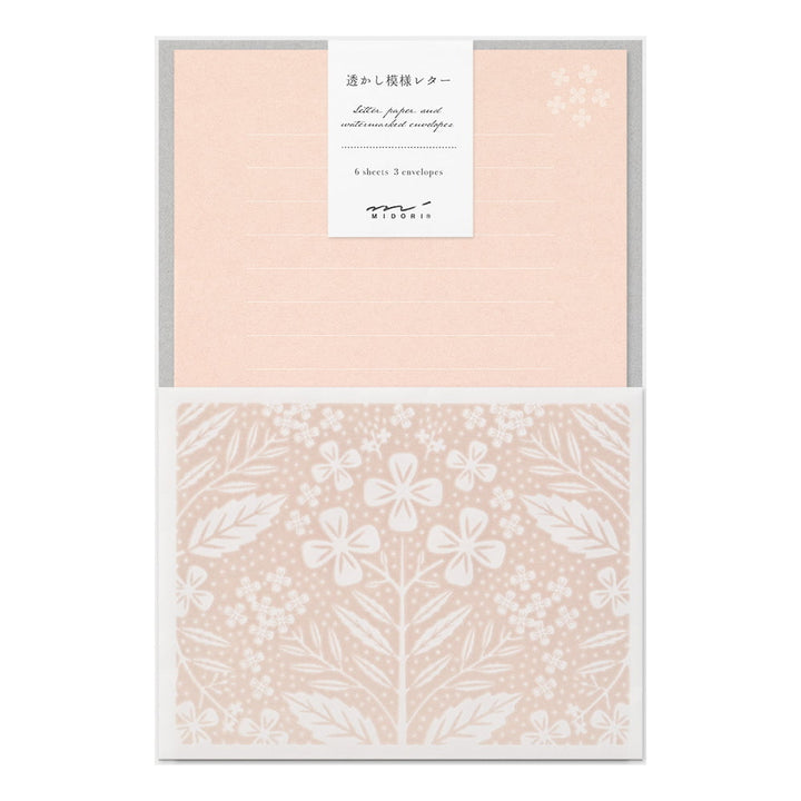 Midori Briefpapier Letterset Watermark Flower bei Nauli and Stories