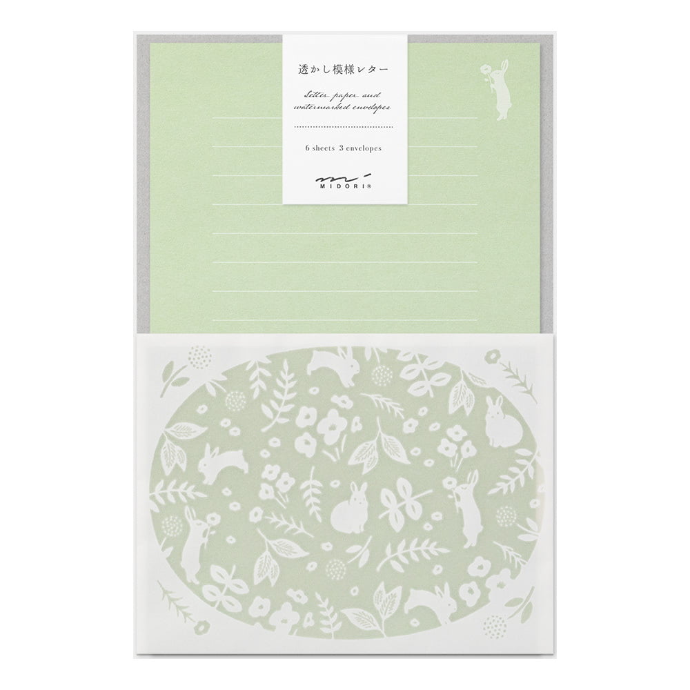 Midori Briefpapier Letterset Watermark Rabbit bei Nauli and Stories