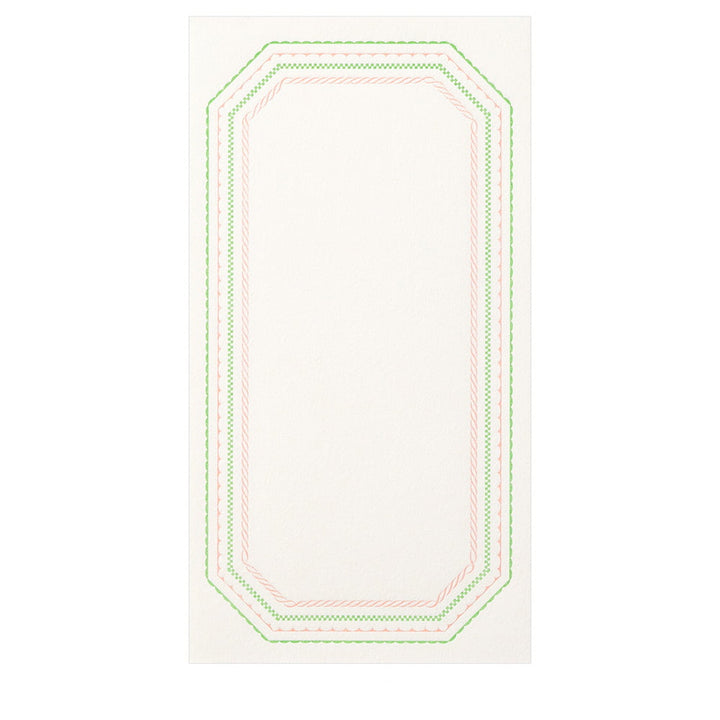 Midori Briefpapier One Stroke Letterpress Frame Pattern  - Pink bei Nauli and Stories