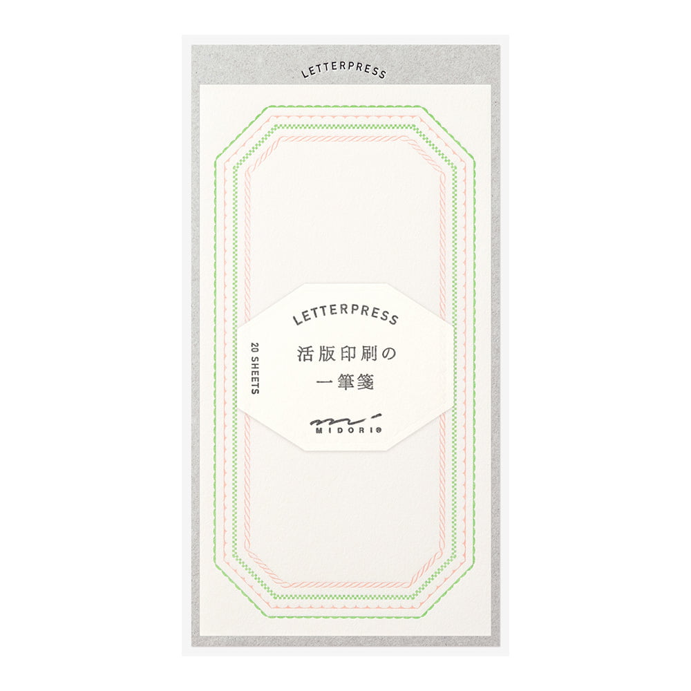 Midori Briefpapier One Stroke Letterpress Frame Pattern  - Pink bei Nauli and Stories