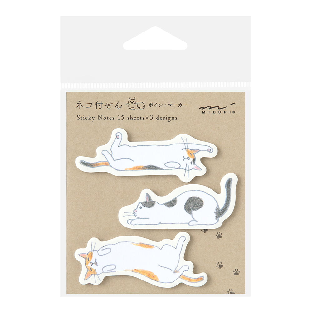 Midori Haftnotizzettel Sticky Notes Point Cat Stretching Out bei Nauli and Stories