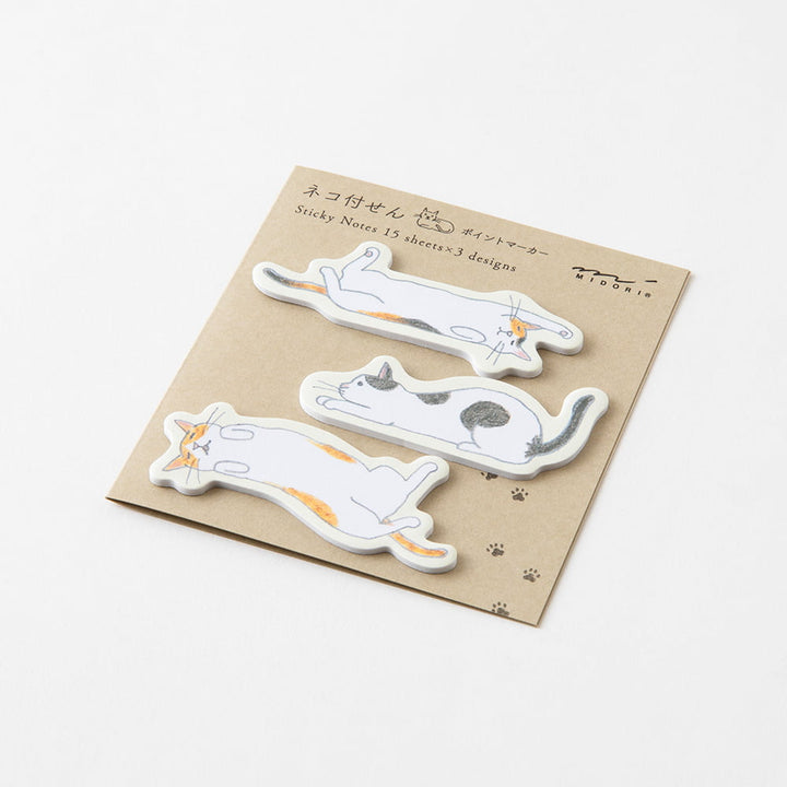 Midori Haftnotizzettel Sticky Notes Point Cat Stretching Out bei Nauli and Stories