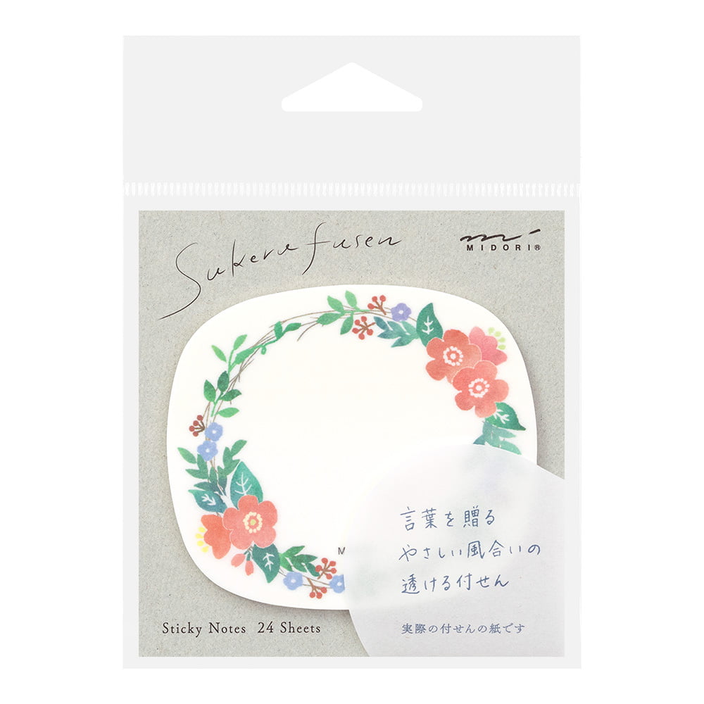 Midori Haftnotizzettel Sticky Notes Transparency Wreath bei Nauli and Stories