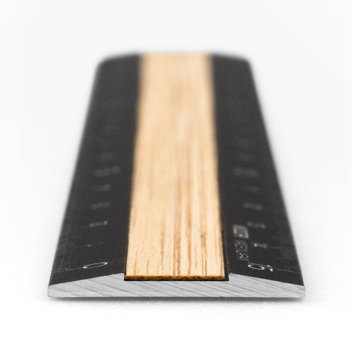 Midori Lineal Lineal Aluminium mit Holzfurnier schwarz 15 cm bei Nauli and Stories