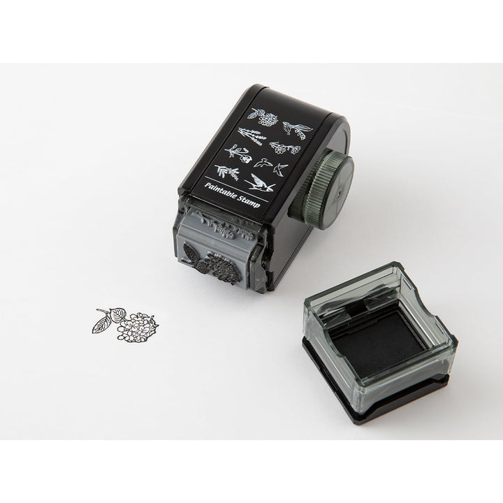 Midori Pre-Inked Stempel Drehstempel Dial Flower & Bird | Paintable Rotating Stamp Dial Flower & Bird bei Nauli and Stories