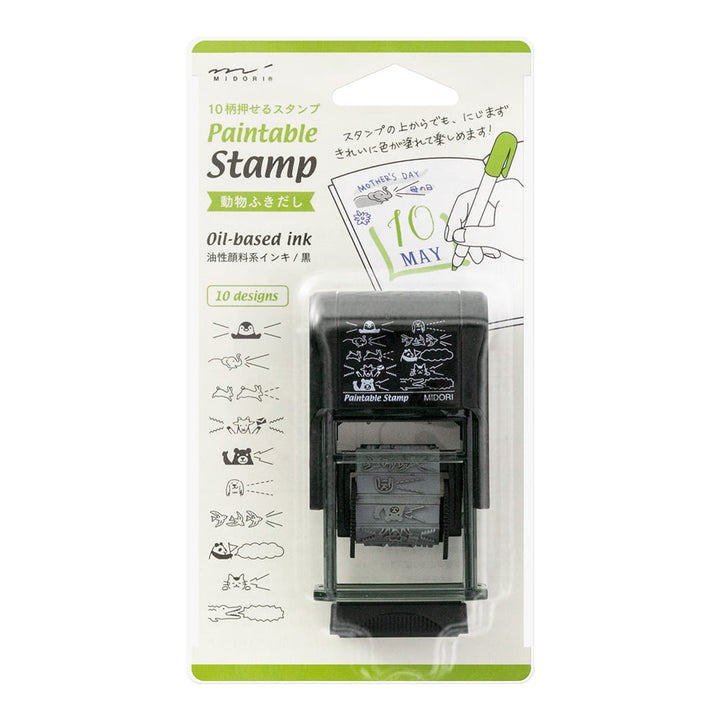 Midori Pre-Inked Stempel Paintable Rotating Stamp Animal Speech Bubble bei Nauli and Stories